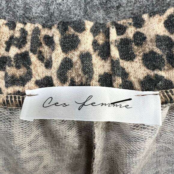 Ces Femme Wide Leg Pants Womens L Brown Leopard Print High Rise Resort Boho Chic - Picture 12 of 14